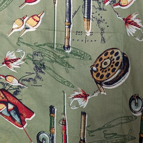 IVY CREW CLASSICS Fishing Themed Short Sleeve Button Down Shirt Size XXL - Picture 3 of 12